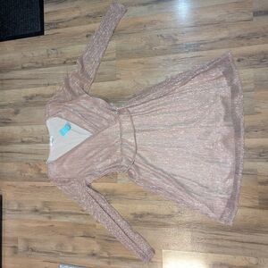 Elegant Metallic Long Sleeve Dress